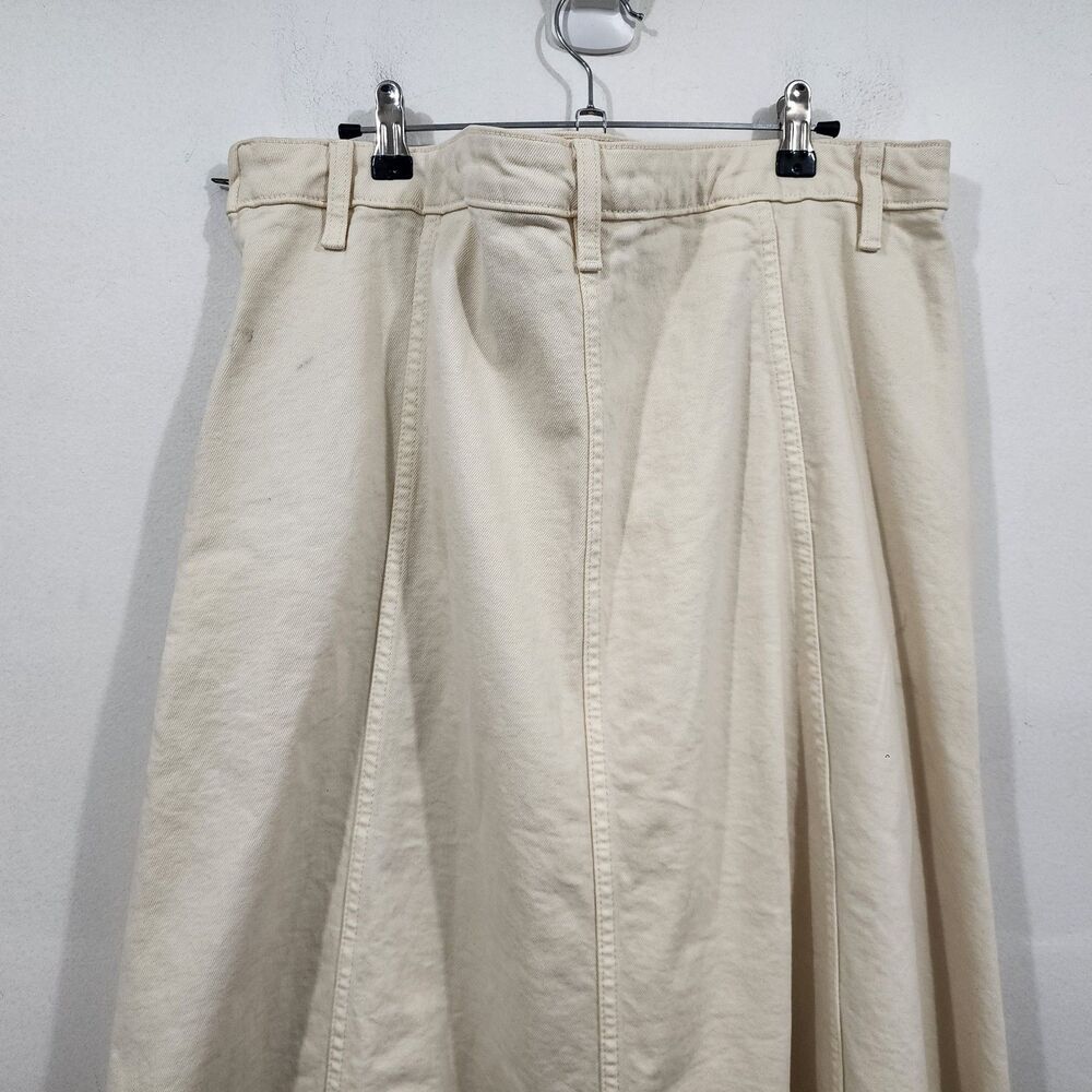Banana Republic Denim Flare Maxi Skirt Ivory Cream High-waisted Jean NWT Size 16 - Picture 14 of 15